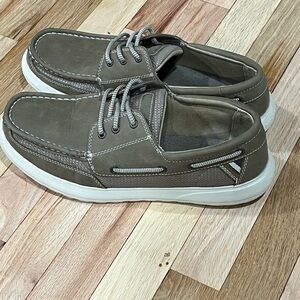 Margaritaville White and Tan Boat Shoes with Nautical Design